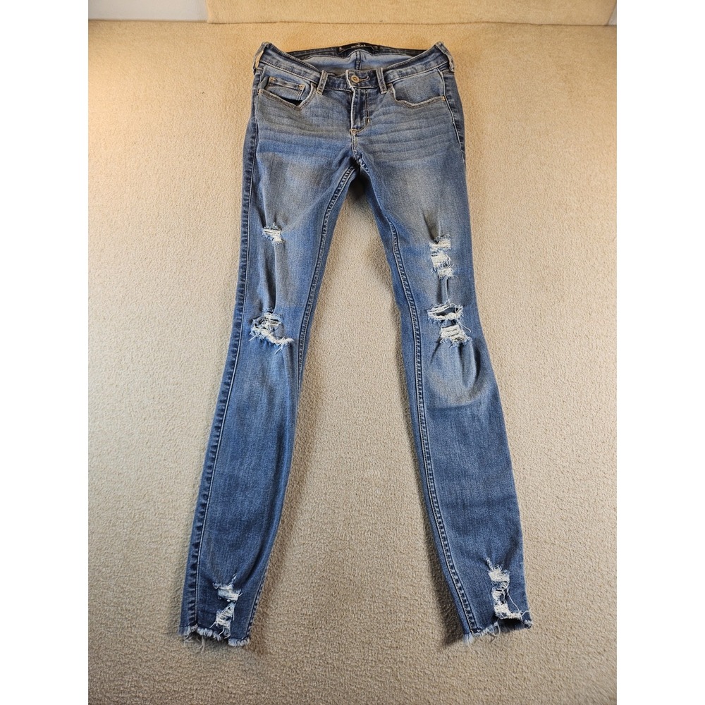 Hollister Jeans Women's 3L W26 L32 Low Rise Super Skinny Distressed Stretch